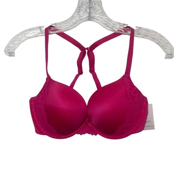 Auden Push Up Bra 32D Pink Radiant Plunge Coverage Convertible Straps - Picture 1 of 9